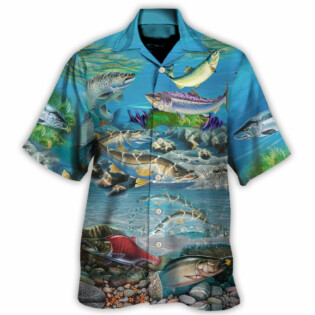 Fish Salmon Is My Therapy Cool - Hawaiian Shirt - Owl Ohh for men and women, kids - Owl Ohh