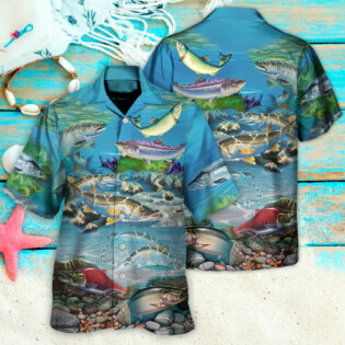 Fish Salmon Is My Therapy Cool - Hawaiian Shirt - Owl Ohh for men and women, kids - Owl Ohh