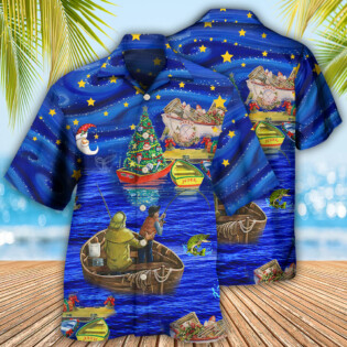 Fishing Lover Beautiful Christmas Night - Hawaiian Shirt - Owl Ohh - Owl Ohh