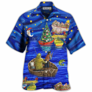 Fishing Lover Beautiful Christmas Night - Hawaiian Shirt - Owl Ohh - Owl Ohh