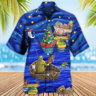 Fishing Lover Beautiful Christmas Night - Hawaiian Shirt - Owl Ohh - Owl Ohh