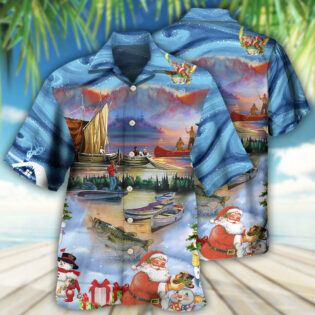 Fishing And Santa Claus Merry Christmas Happy - Hawaiian Shirt - Owl Ohh - Owl Ohh
