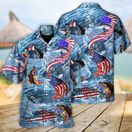 Fishing Hard America Cool - Hawaiian Shirt - Owl Ohh for men and women, kids - Owl Ohh