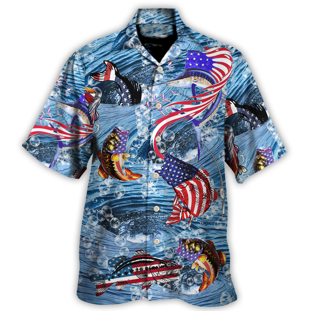 Fishing Hard America Cool - Hawaiian Shirt - Owl Ohh for men and women, kids - Owl Ohh