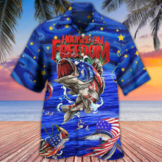 Fishing Hooked On Freedom Blue Night - Hawaiian Shirt - Owl Ohh - Owl Ohh