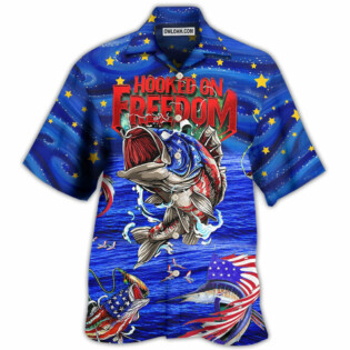 Fishing Hooked On Freedom Blue Night - Hawaiian Shirt - Owl Ohh - Owl Ohh