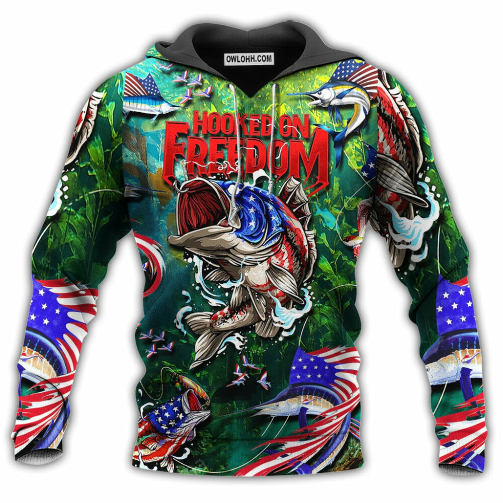 Fishing Hooked On Freedom - Hoodie - Owl Ohh - Owl Ohh