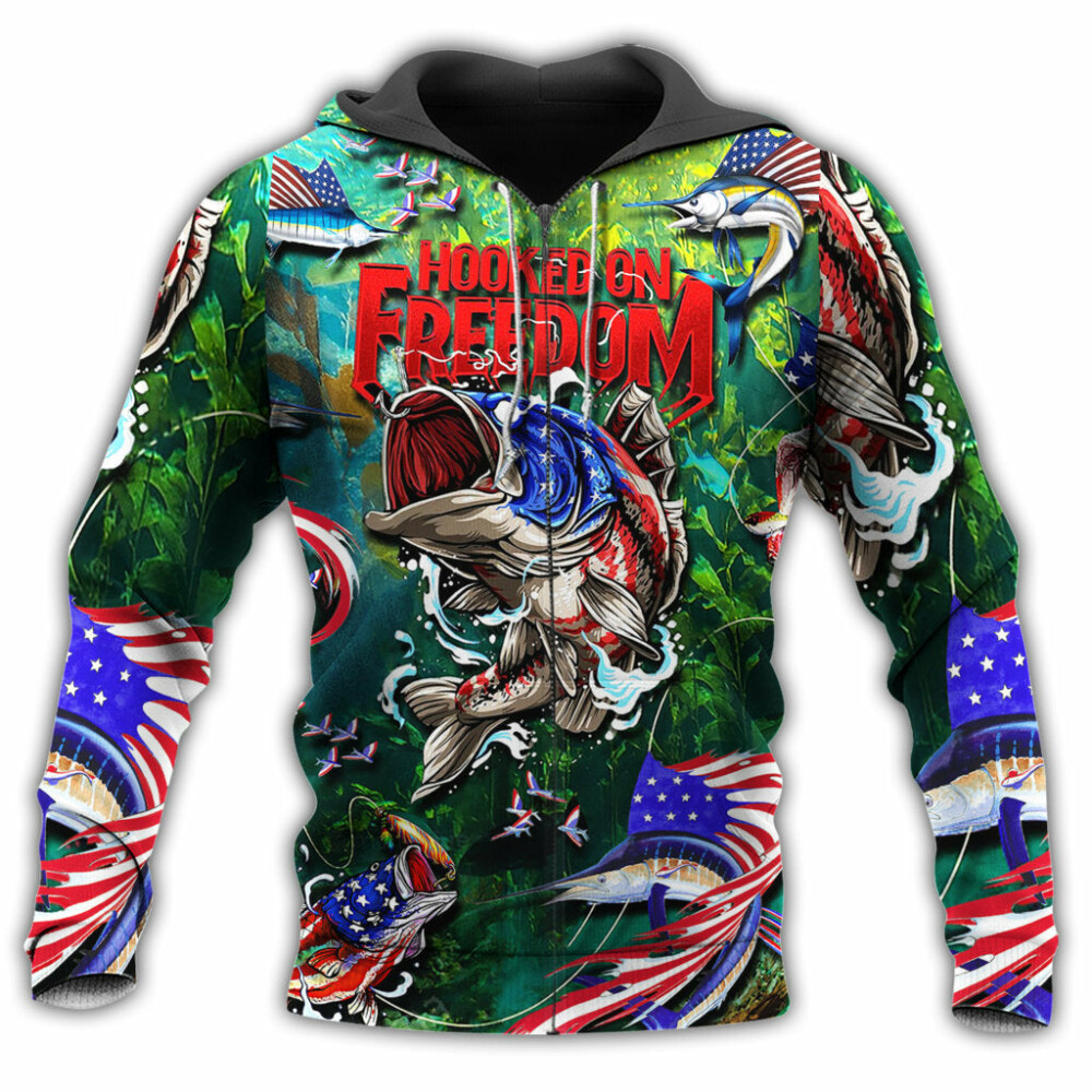Fishing Hooked On Freedom - Hoodie - Owl Ohh - Owl Ohh