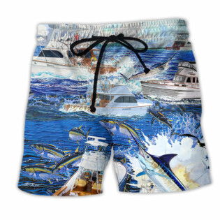 Fishing Is My Game Papa Is My Name - Beach Short - Owl Ohh - Owl Ohh