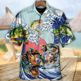 Fishing Is My Life Big Waves - Hawaiian Shirt - Owl Ohh for men and women, kids - Owl Ohh