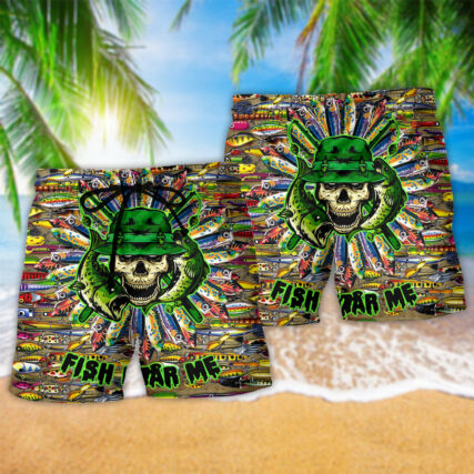 Fishing Just A Man Loves Fishing Skull Cool - Beach Short - Owl Ohh - Owl Ohh