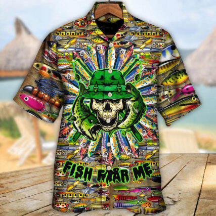Fishing Just A Man Loves Fishing Skull Cool - Hawaiian Shirt - Owl Ohh for men and women, kids - Owl Ohh