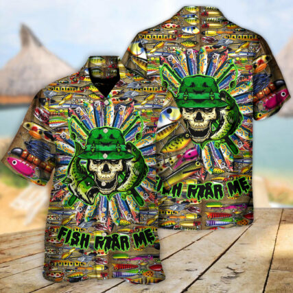 Fishing Just A Man Loves Fishing Skull Cool - Hawaiian Shirt - Owl Ohh for men and women, kids - Owl Ohh