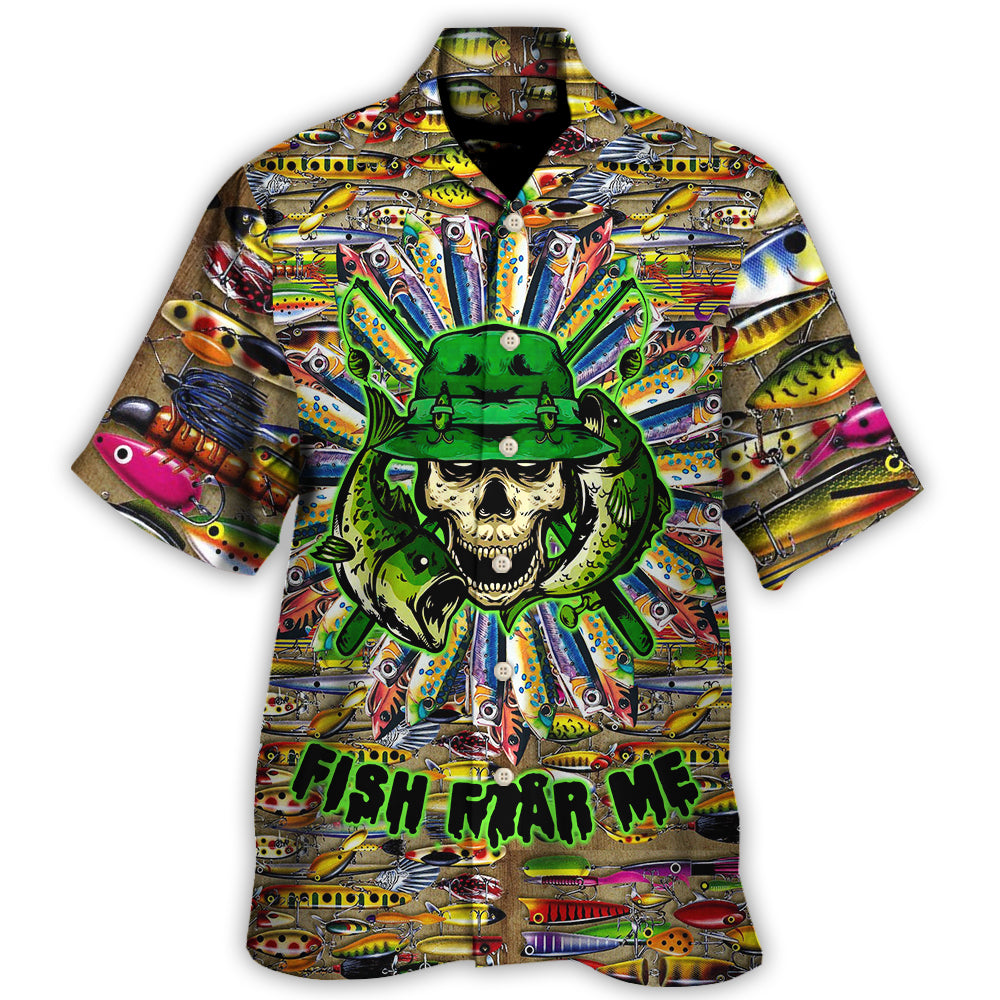 Fishing Just A Man Loves Fishing Skull Cool - Hawaiian Shirt - Owl Ohh for men and women, kids - Owl Ohh