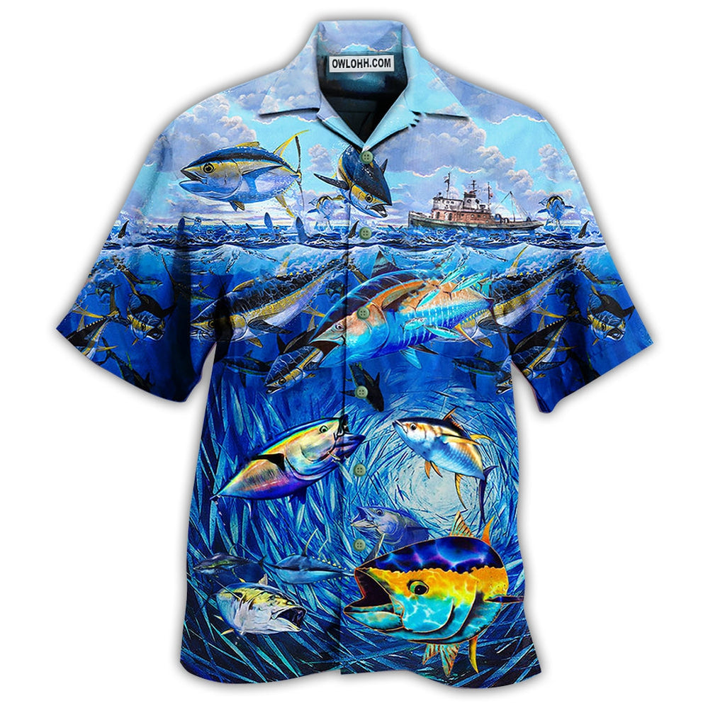 Fishing Love Fish Love Ocean - Hawaiian Shirt - Owl Ohh - Owl Ohh