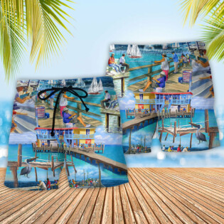 Fishing Pier Blue Sky - Beach Short - Owl Ohh - Owl Ohh
