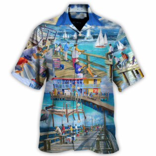 Fishing Pier Enjoy The Moment - Hawaiian Shirt - Owl Ohh for men and women, kids - Owl Ohh