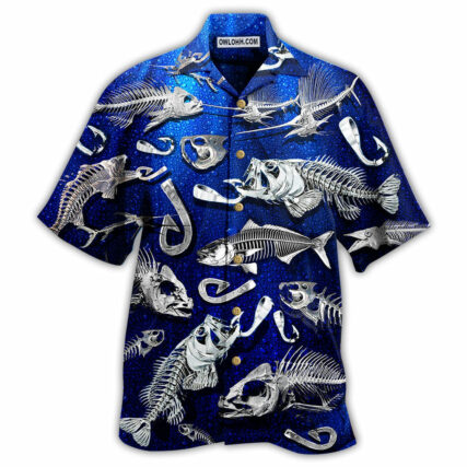 Fishing Fishbone Blue Style - Hawaiian Shirt - Owl Ohh - Owl Ohh