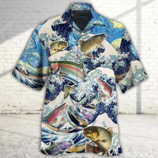 Fishing Trout Fishing Big Waves Style - Hawaiian Shirt - Owl Ohh - Owl Ohh