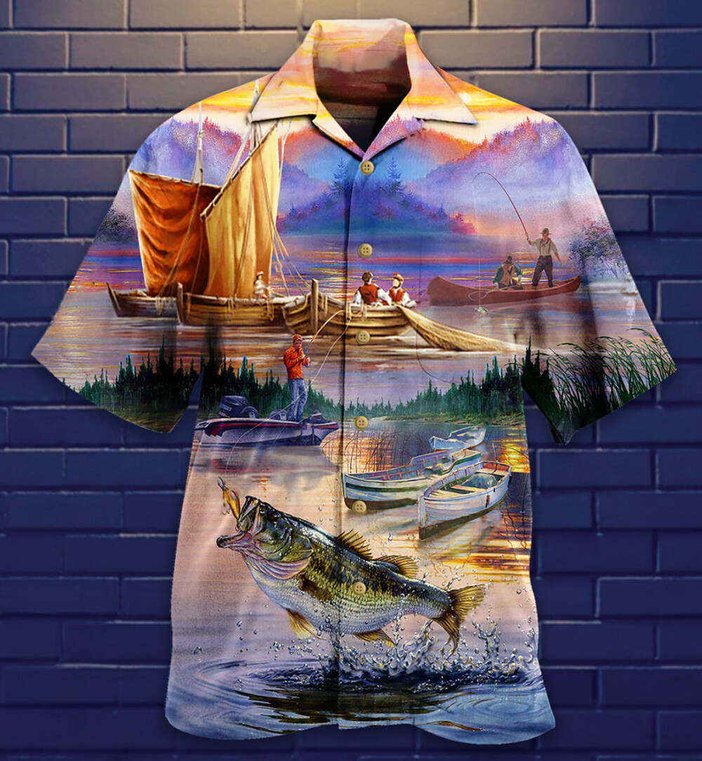 Fishing Under Sunset Cool - Hawaiian Shirt - Owl Ohh - Owl Ohh