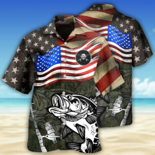 Fishing US Flag Flying Retro Style - Hawaiian Shirt - Owl Ohh - Owl Ohh