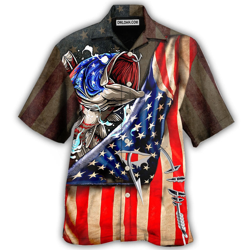 Fishing US Flag Cool Style - Hawaiian Shirt - Owl Ohh - Owl Ohh