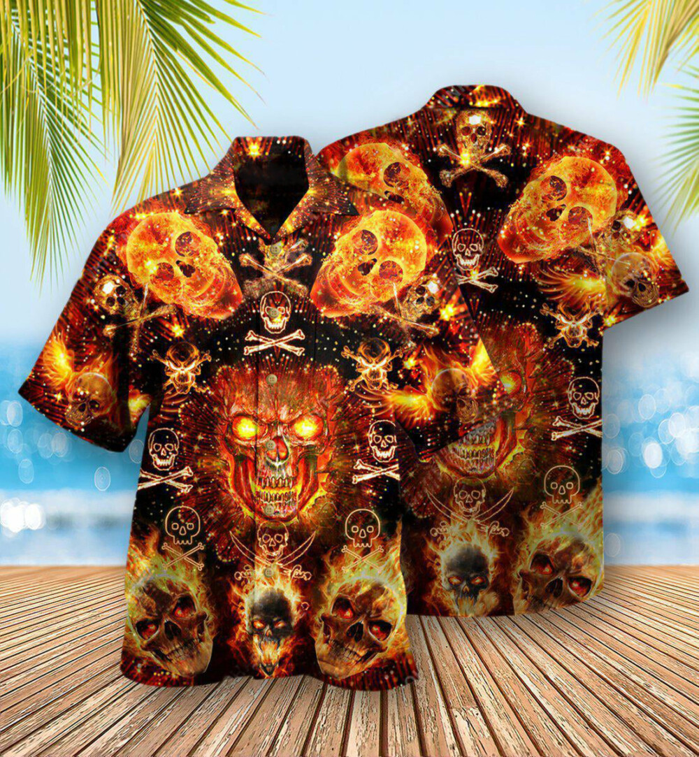 Skull Flaming - Hawaiian Shirt - Owl Ohh - Owl Ohh