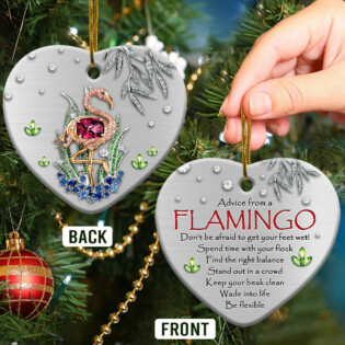 Flamingo Advice From A Flamingo - Heart Ornament - Owl Ohh - Owl Ohh