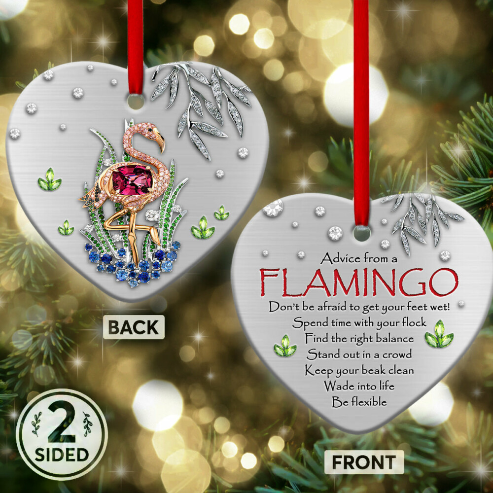 Flamingo Advice From A Flamingo - Heart Ornament - Owl Ohh - Owl Ohh