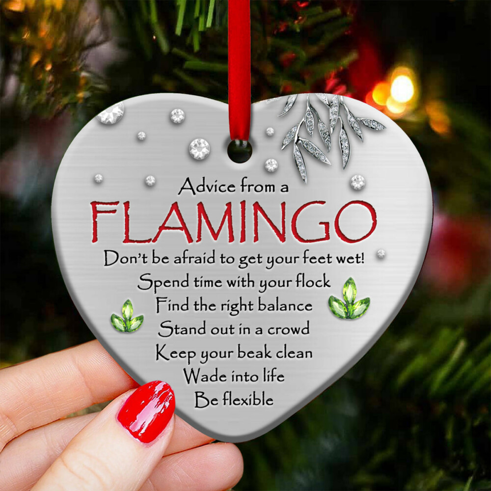 Flamingo Advice From A Flamingo - Heart Ornament - Owl Ohh - Owl Ohh