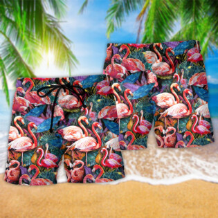 Flamingo Coloful In Tropical Summer - Beach Short - Owl Ohh - Owl Ohh