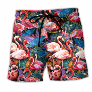 Flamingo Coloful In Tropical Summer - Beach Short - Owl Ohh - Owl Ohh