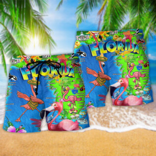 Flamingo Go To Florida To See Flamingo - Beach Short - Owl Ohh - Owl Ohh