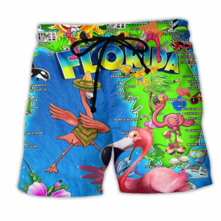 Flamingo Go To Florida To See Flamingo - Beach Short - Owl Ohh - Owl Ohh