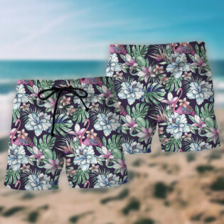 Flamingo Lizard Hibiscus Love Hot Summer - Beach Short - Owl Ohh - Owl Ohh