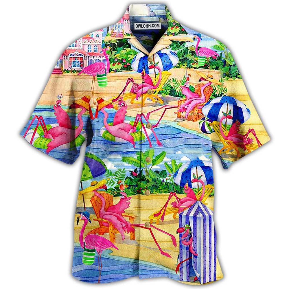 Flamingo Love Beach - Hawaiian Shirt - Owl Ohh - Owl Ohh