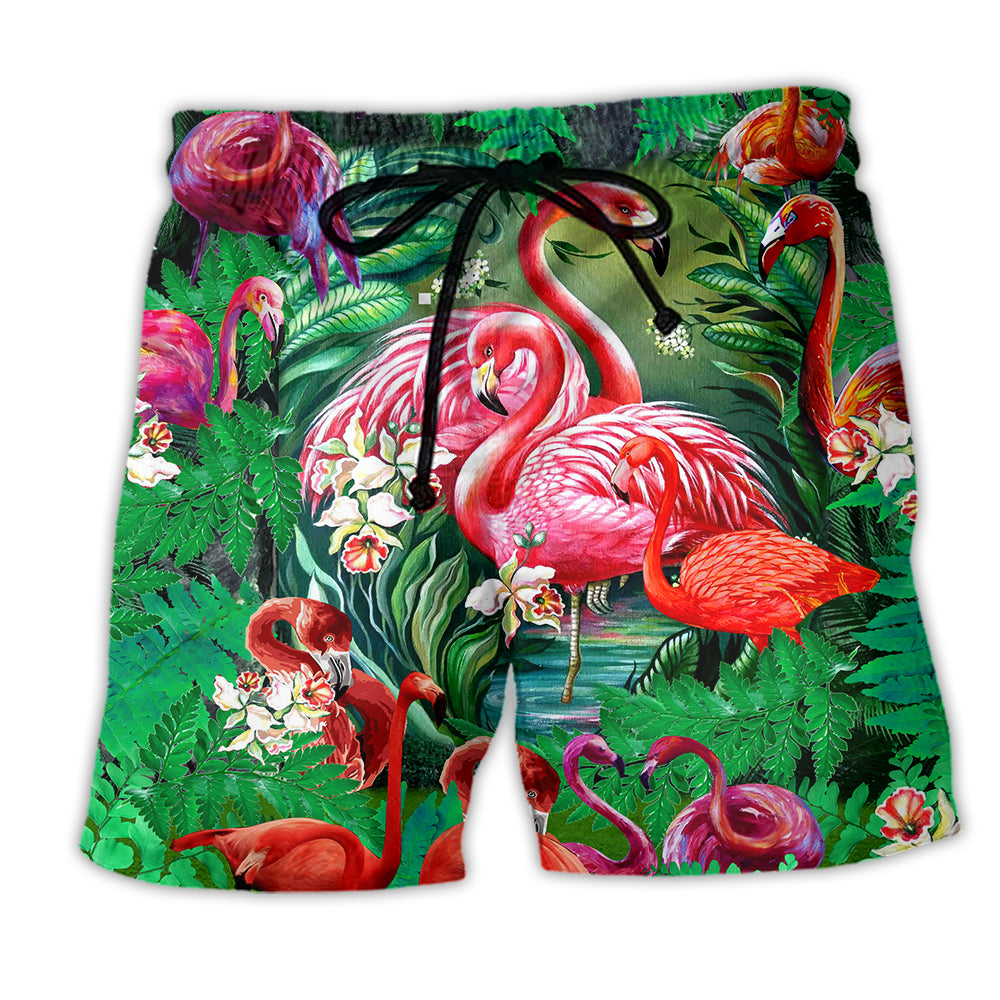 Flamingo Love Life Floral - Beach Short - Owl Ohh - Owl Ohh
