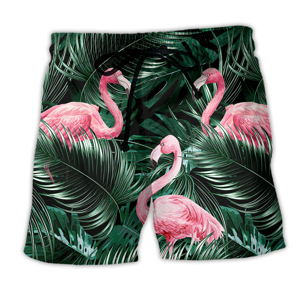 Flamingo Love Life Style Tropical Leaf - Beach Short - Owl Ohh - Owl Ohh