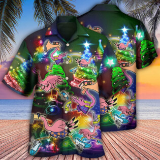 Flamingo Running Merry Christmas - Hawaiian Shirt - Owl Ohh - Owl Ohh