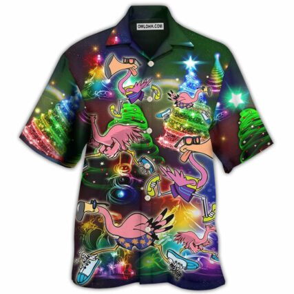 Flamingo Running Merry Christmas - Hawaiian Shirt - Owl Ohh - Owl Ohh