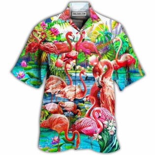 Flamingo Green Slow Down Enjoy The Moment - Hawaiian Shirt - Owl Ohh - Owl Ohh