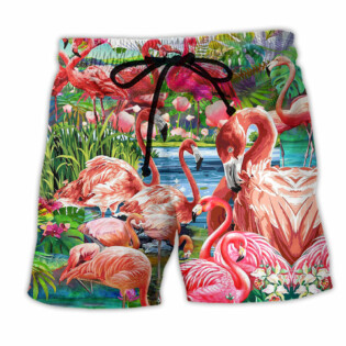 Flamingo Slow Down Enjoy The Moment Lotus - Beach Short - Owl Ohh - Owl Ohh