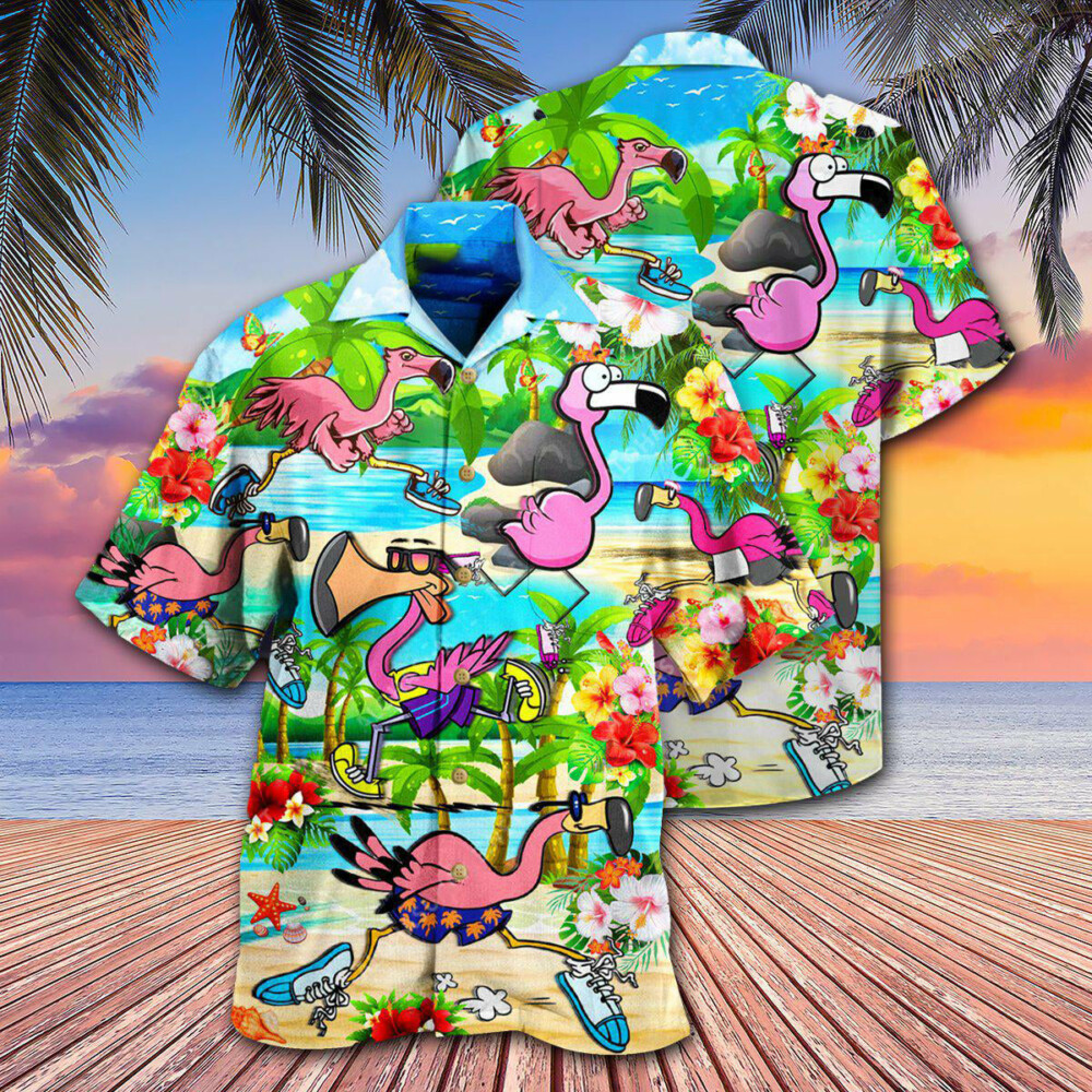 Flamingo The Running Flamingoes - Hawaiian Shirt - Owl Ohh - Owl Ohh
