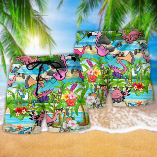 Flamingo The Running Flamingoes So Beautiful - Beach Short - Owl Ohh - Owl Ohh