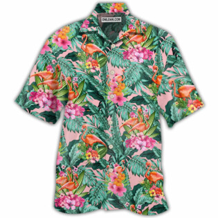 Flamingo Colorful Tropical Leaf Style - Hawaiian shirt - Owl Ohh - Owl Ohh
