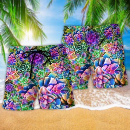 Flower Succulents Are Planttastic - Beach Short - Owl Ohh - Owl Ohh