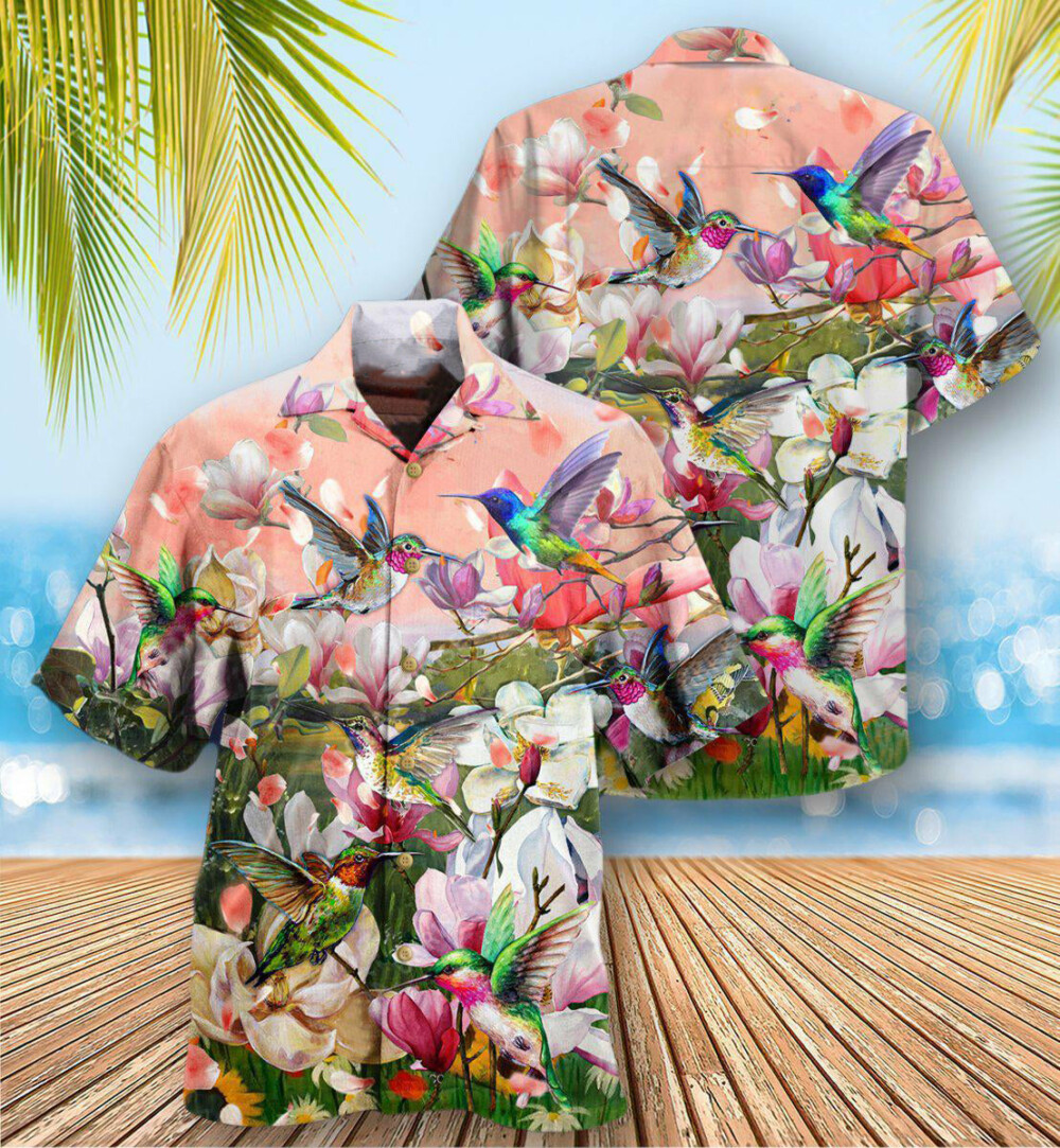 Hummingbird Blooming Lovely White Magnolia - Hawaiian Shirt - Owl Ohh - Owl Ohh