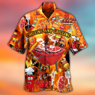 Food Hot Chilling and Grilling BBQ Party - Hawaiian Shirt - Owl Ohh - Owl Ohh
