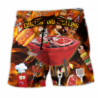Food Chilling and Grilling BBQ Party Red Style - Beach Short - Owl Ohh - Owl Ohh