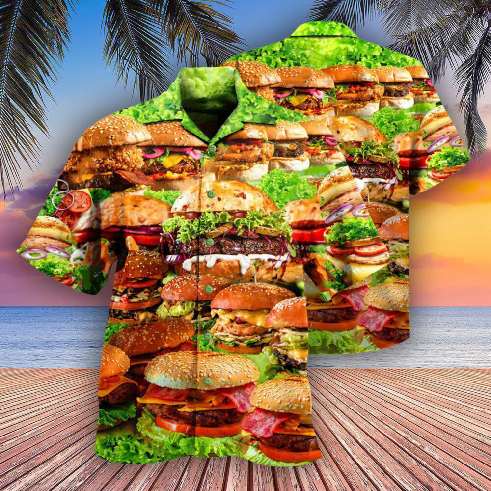 Food Good Mood Delicious Hamburger - Hawaiian Shirt - Owl Ohh - Owl Ohh